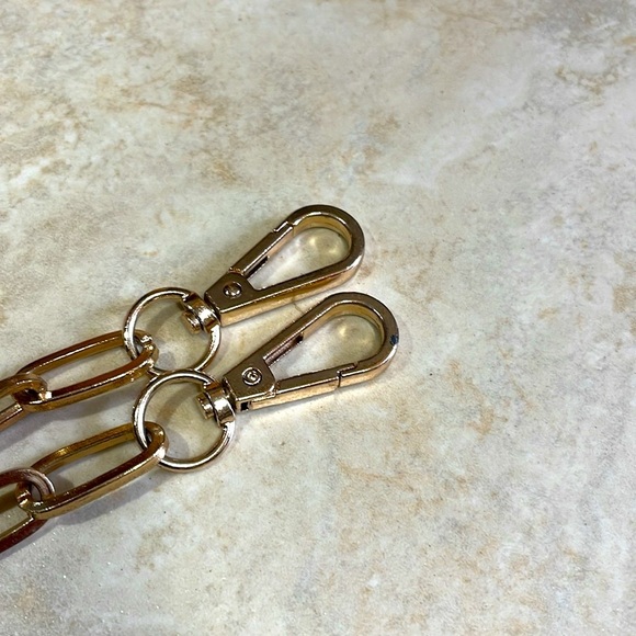 Replacement Strap Chain Crossbody Bag Black Gold Tone Shoulder Purse - Picture 5 of 10